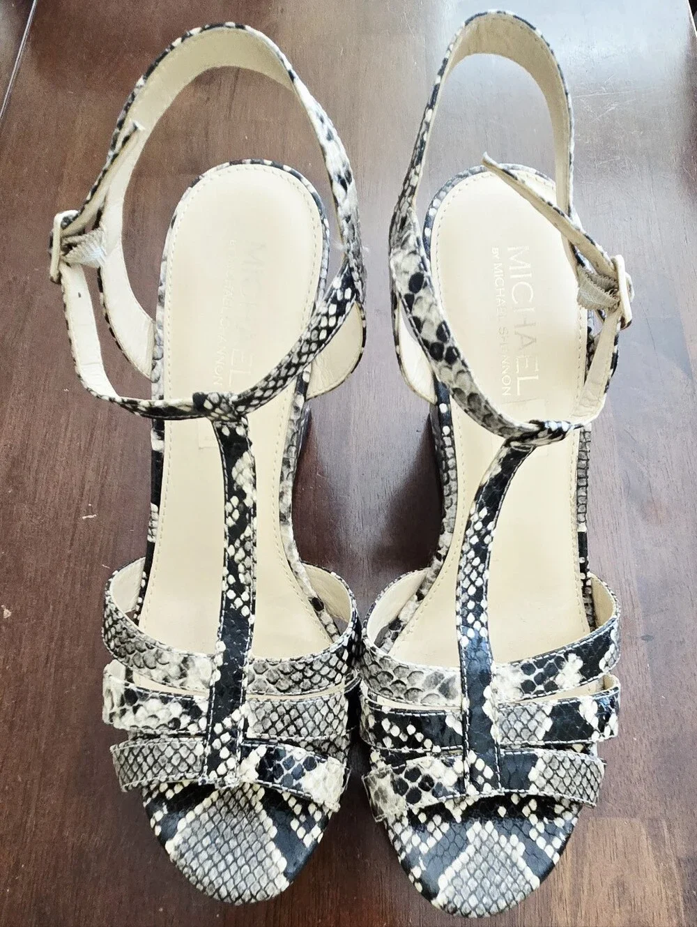 Michael By Michael Shannon Snake-Print Wedge Sandals